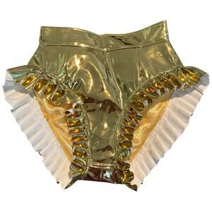 Char Workroom Metallic Gold Ruffle High Rise Cheeky Shorts Size XS